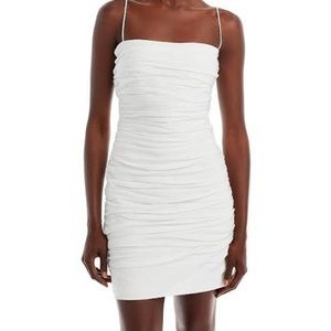 Ruched Mini White Bodycon Dress